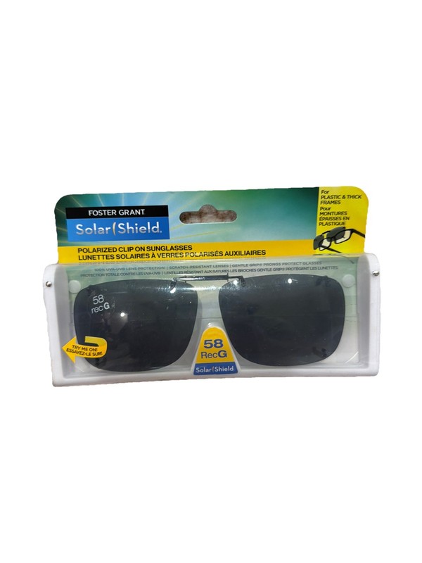 Brand New W Tags Foster Grant Solar Shield Polarized Clip-On Sunglasses 58 RecG