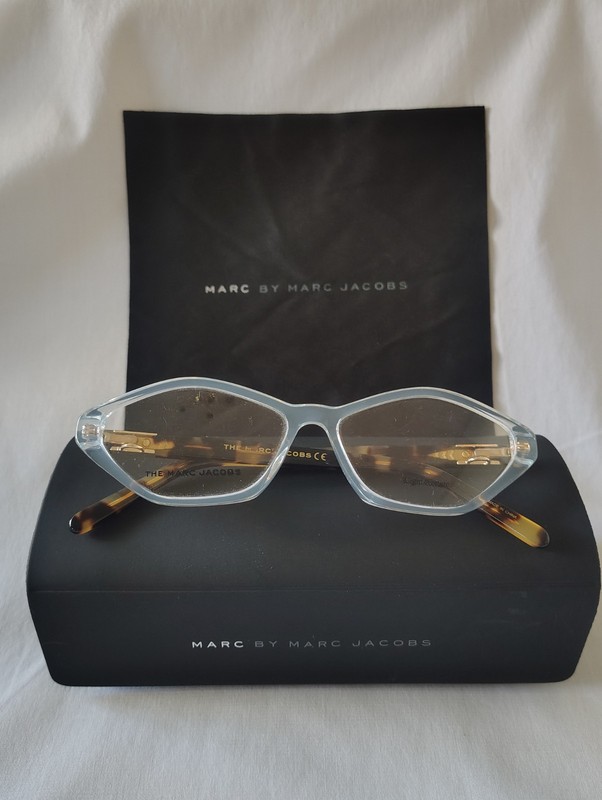 Marc By Marc Jacobs Eyeglasses Clear Blue Cat Eye Frames MARC 498 R8M 140 + Case