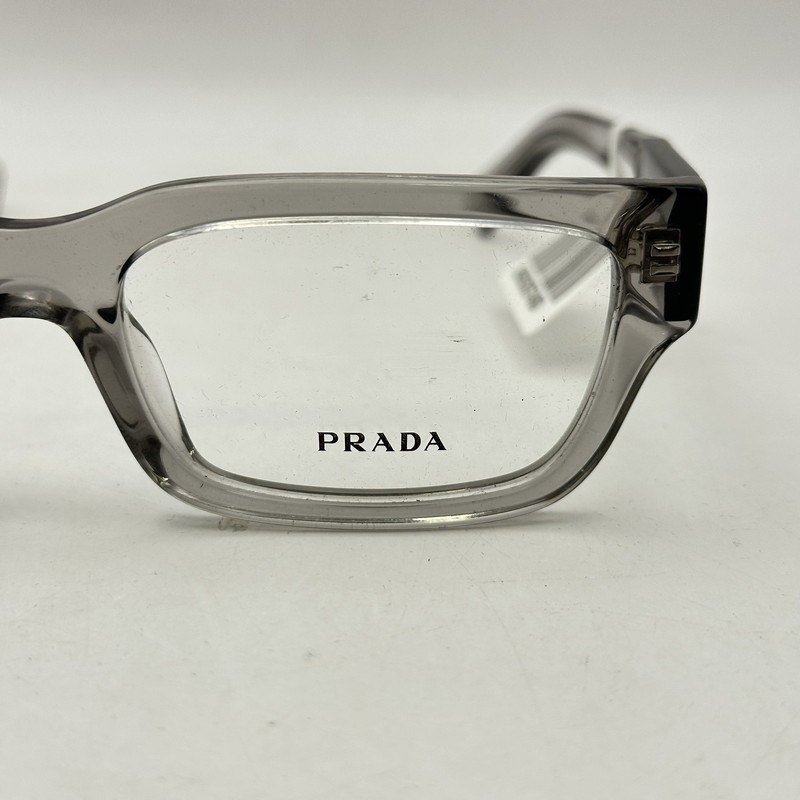 Prada Mens Thick Square Full Rim Eyeglasses VPR C02 Transparent Gray gallery