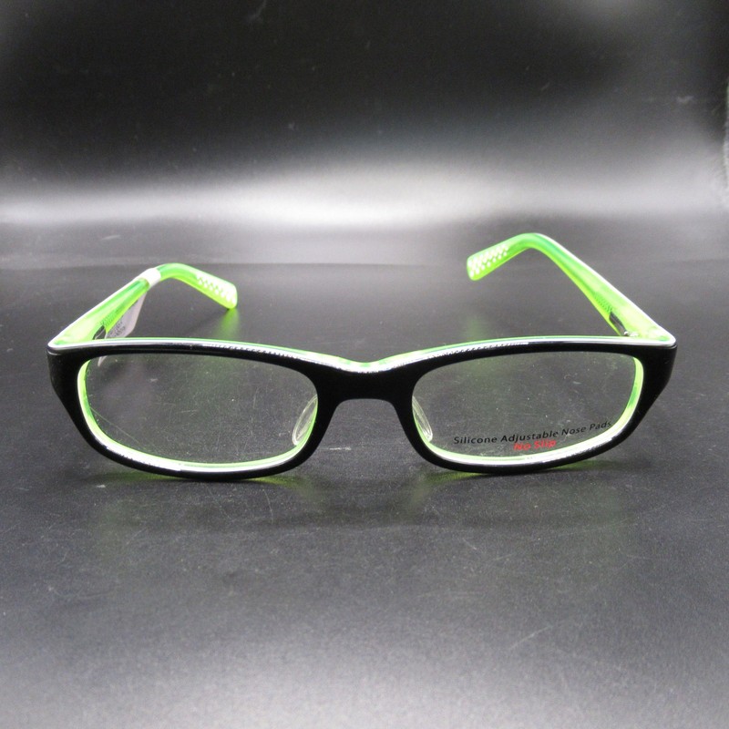 YB AG151077 Black Neon Green Eyeglass Frames 48-17-130 Adjustable Nose Pads