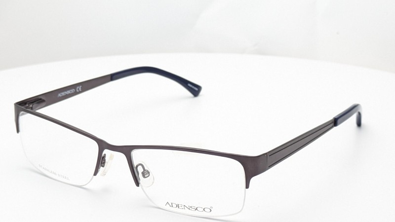 Adensco AD128 FRE Matte Gray Rectangle Half Rim Mens Eyeglasses 53mm