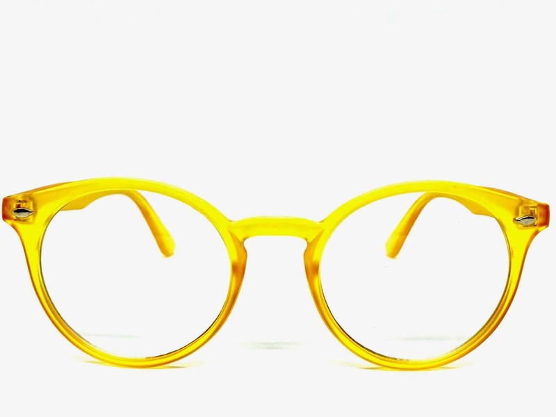 Classic 50's Vintage Retro Style Clear Lens EYE GLASSES Round Matte Yellow Frame gallery
