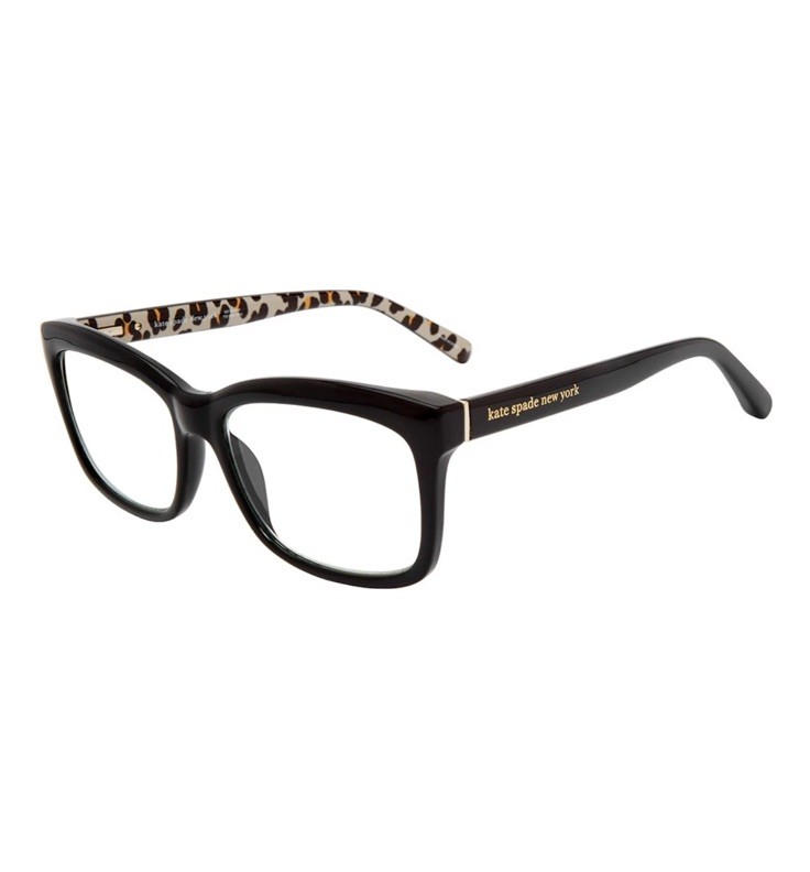 Kate Spade KS Dollie FP3 Black Leopard Plastic Rectangle Reading Glasses 53mm
