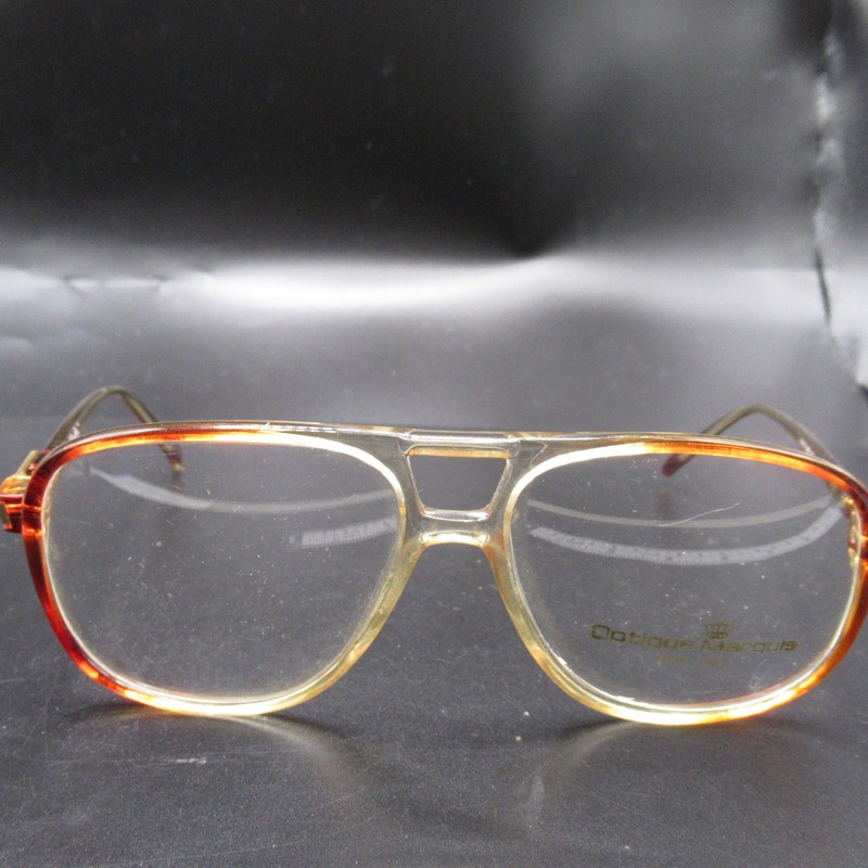 Optique Marquis Windsor Vintage Aviator Eyeglass Frames Clear Brown Gold
