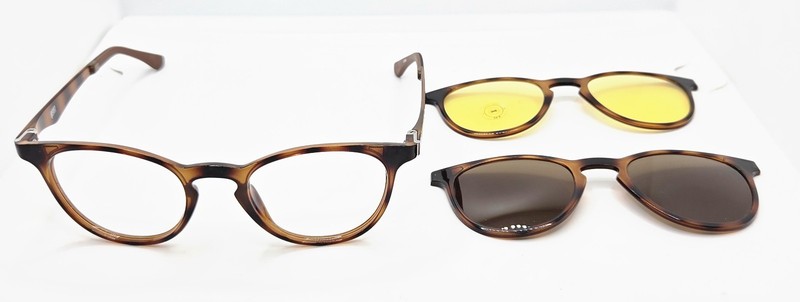 NEW REVEL 58-000015 TORTOISE AUTHENTIC EYEGLASSES SUNGLASSES W/CLIP ON 47-19-135