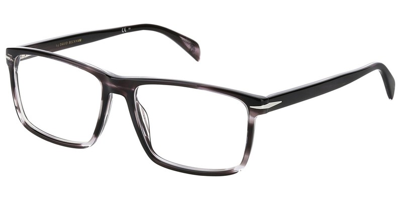 David Beckham Men’s Grey Horn Rectangular Eyeglass Frames – DB1020 02W8 17