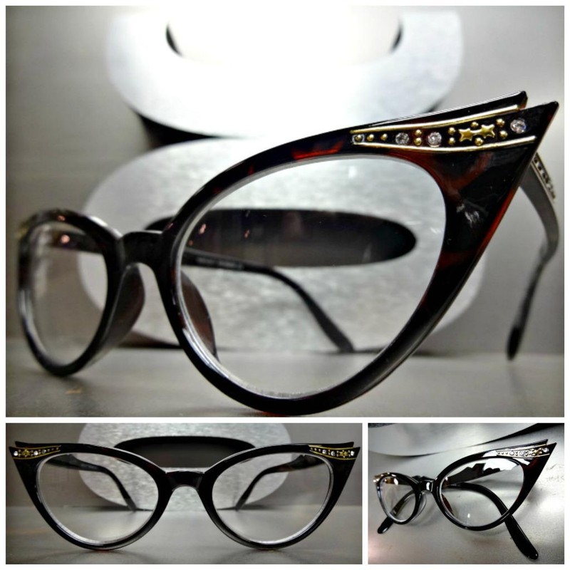 Women’s CLASSIC RETRO CAT EYE Style Clear Lens EYE GLASSES Pointy Tortoise Frame