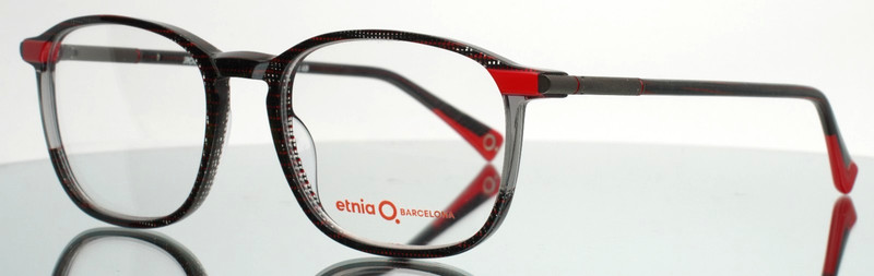 ETNIA BARCELONA Rockwood RDGY Red Grey Unisex Square Eyeglasses 52-18-148 B:42
