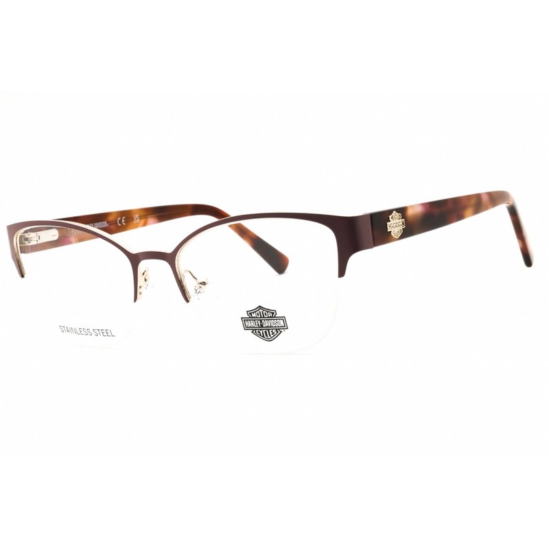 Harley Davidson Women’s Eyeglasses Matte Bordeaux Half Rim Frame HD50109 070