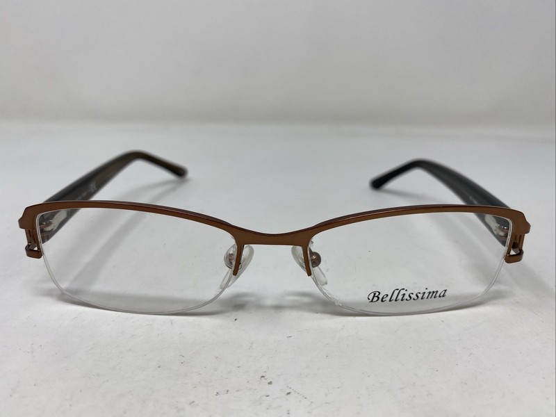 Bellissima BL 1034B 2001 52-17-135 Brown Half Rim Eyeglasses Frame ZH84