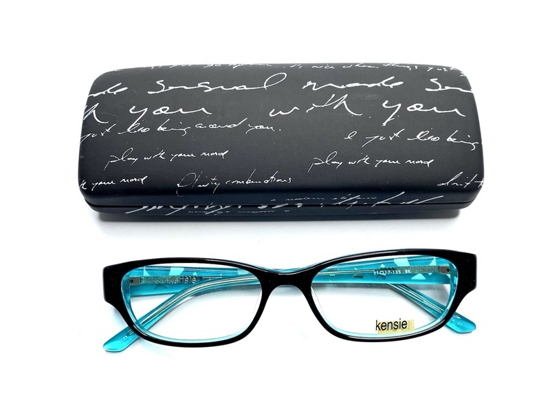 New Kensie Black Teal Blue Cat Eye Glasses Orchestra 51 17 135
