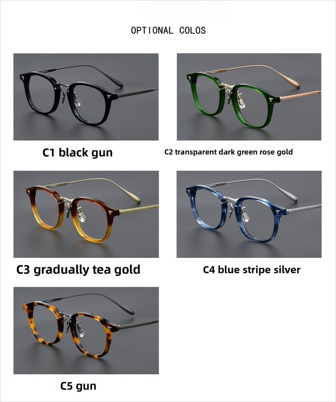 Retro Luxury Gunmetal Patchwork Pure Titanium Full Rim Eyeglass Frame Men Women gallery