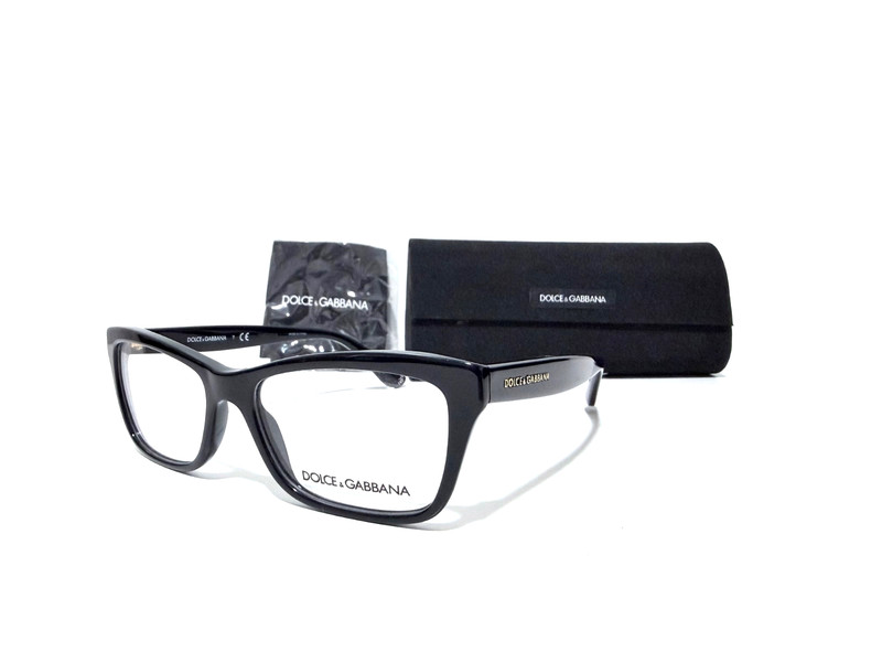 DOLCE & GABBANA DG 3215 501 SHINY BLACK RX EYEGLASSES 52-16-140 MM ITALY
