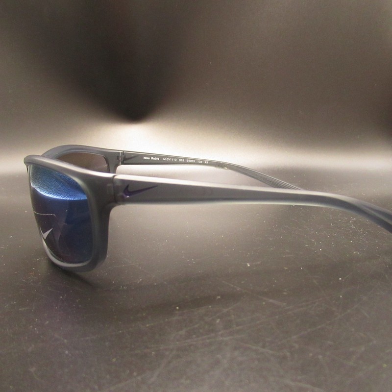 Nike Rabid EV1110 Matte Black Gray Blue Mirror Lenses Sport Sunglasses 64-15-135 gallery