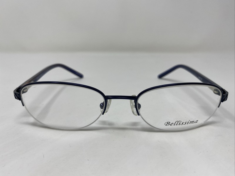 Bellissima BL 623 Navy 51-16-135 Half Rim Metal Eyeglasses Frame &H20
