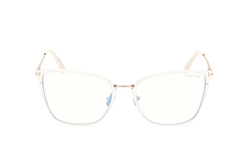 NEW TOM FORD FT5839-B 025 IVORY/CLEAR BLUE LIGHT BLOCK 56MM AUTHENTIC EYEGLASSES gallery