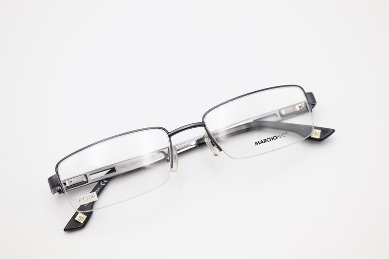 MARCHON NYC COURTLAND 033 Gunmetal 53-18-140 Half Rim Frames Flex Hinges PT106