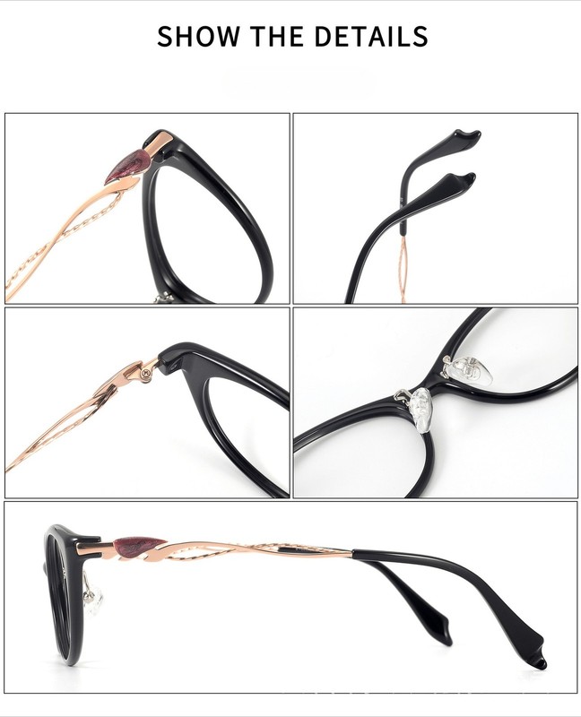 Retro Cat Eye Acetate Pure Titanium Ultralight Full Rim Eyeglass Frame Women gallery