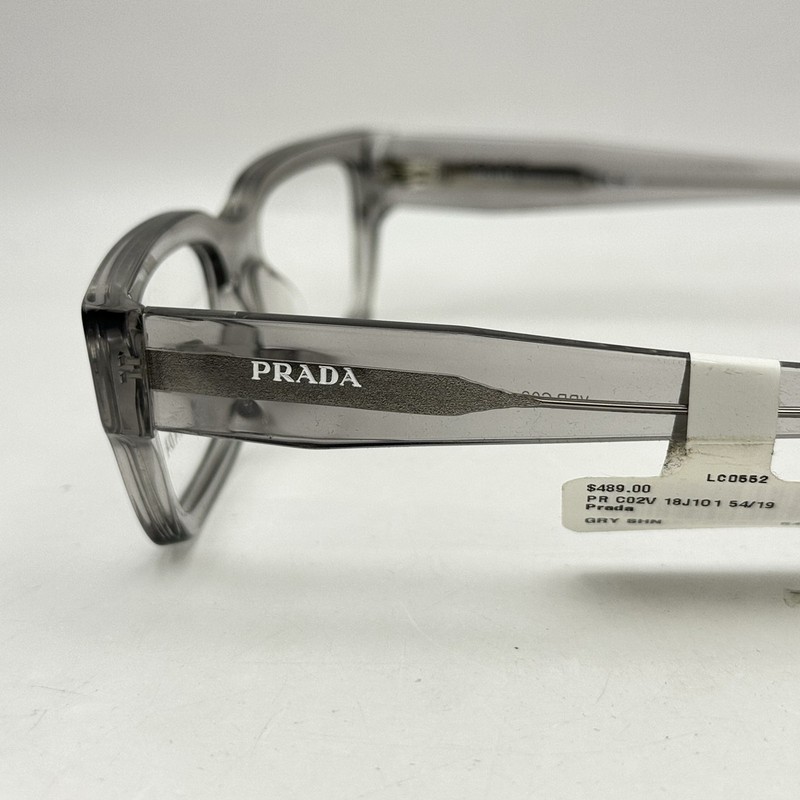 Prada Mens Thick Square Full Rim Eyeglasses VPR C02 Transparent Gray gallery
