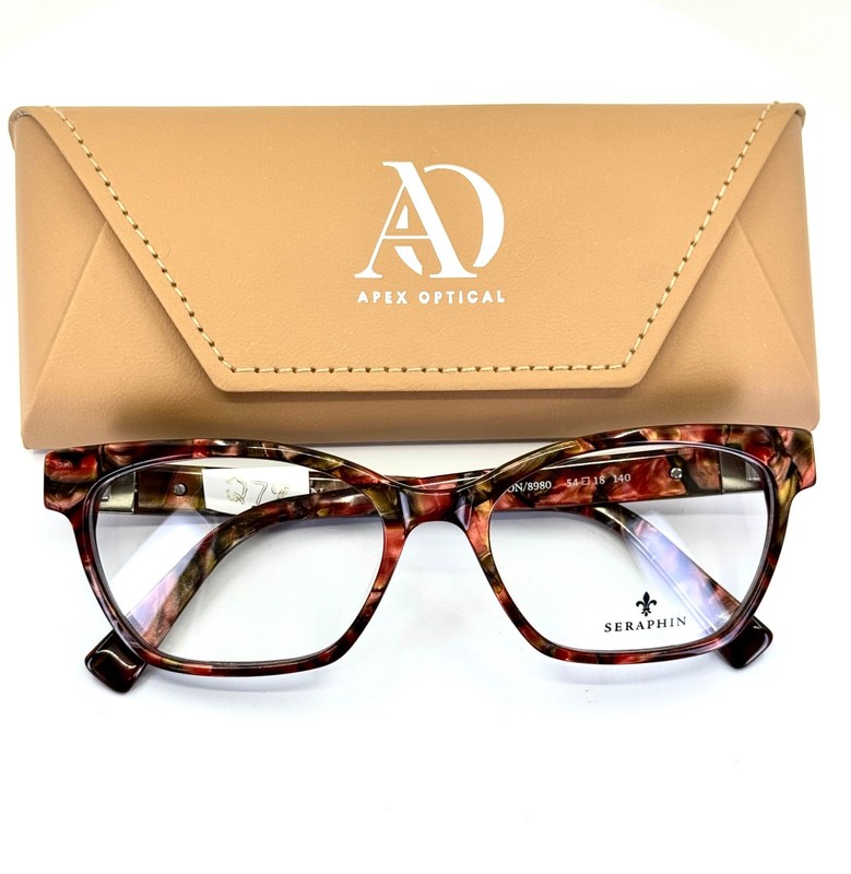 SERAPHIN COVINGTON 8980 Red Tortoise Womens Cat Eye Eyeglasses 54-18-140 B:38