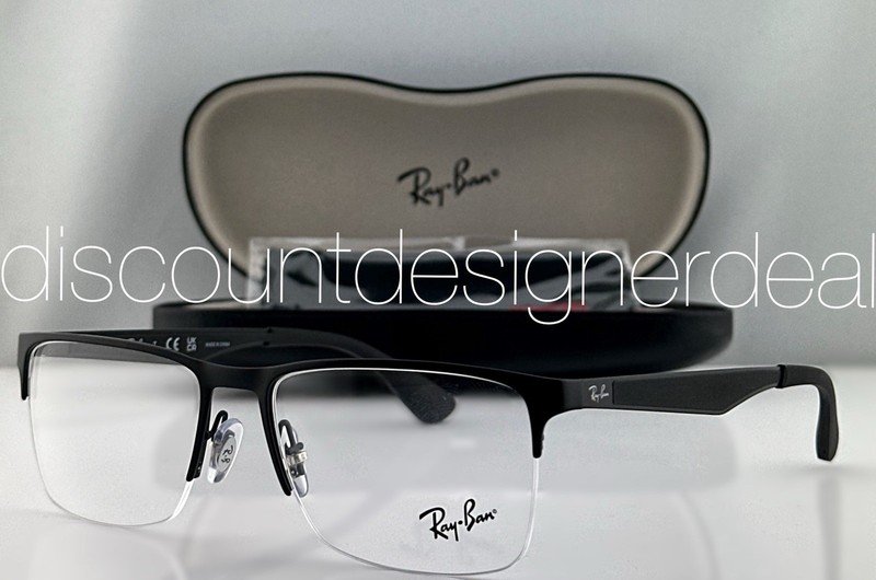 Ray-Ban RB6335 2503 Square Half Frame Eyeglasses Matte Black Clear Demo 56mm NEW