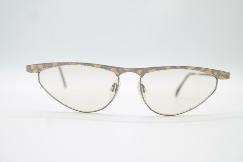 Vintage Germany 03 Silver Gold Oval Glasses Frame Eyeglasses NOS