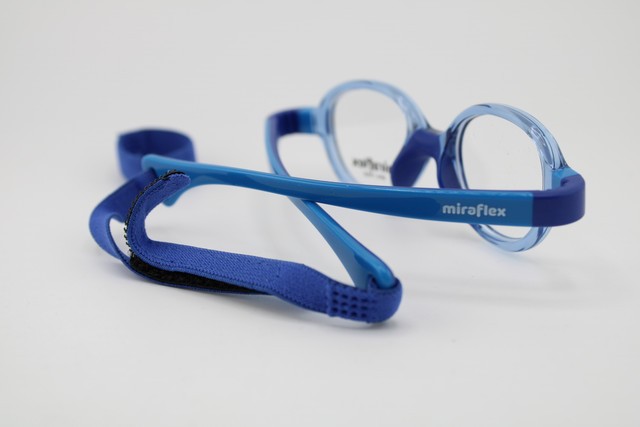 NEW MIRAFLEX MF 4003 K574 CLEAR BLUE STRAP AUTHENTIC EYEGLASSES 36-15 gallery