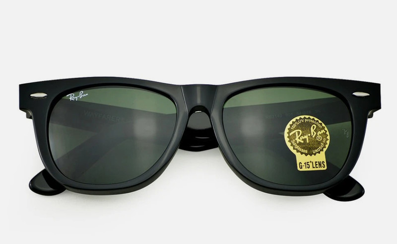 Ray-Ban RB2140 Wayfarer Sunglasses Black Frame Tempered glass Green Lens 50-22mm gallery