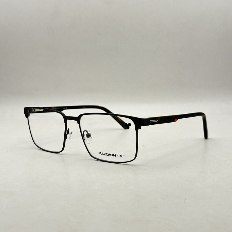 Marchon Mens Square Metal Front Browline Eyeglasses M2308 Gunmetal/Havana