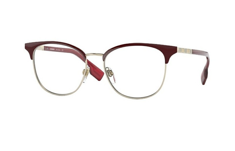 BURBERRY Woman Eyeglasses Sophia BE 1355 1319 Bordeaux & Light Gold Frames 52 mm