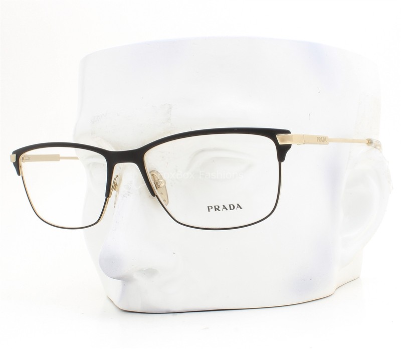 Prada VPR 55Z 1BO-1O1 Eyeglasses Glasses Matte Black on Pale Gold 57mm with Case