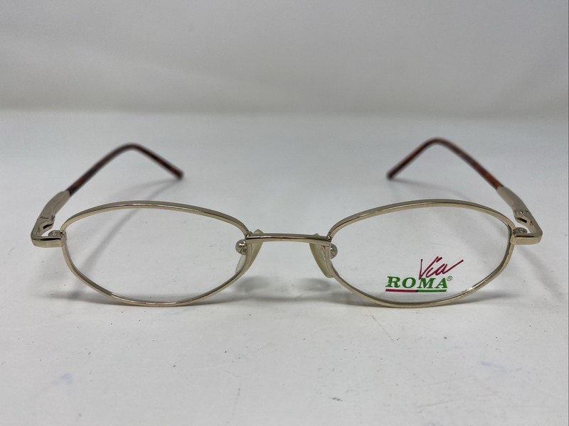 Via Roma VR530 GLD 45-19-140 Gold Metal Full Rim Eyeglasses Frame !766