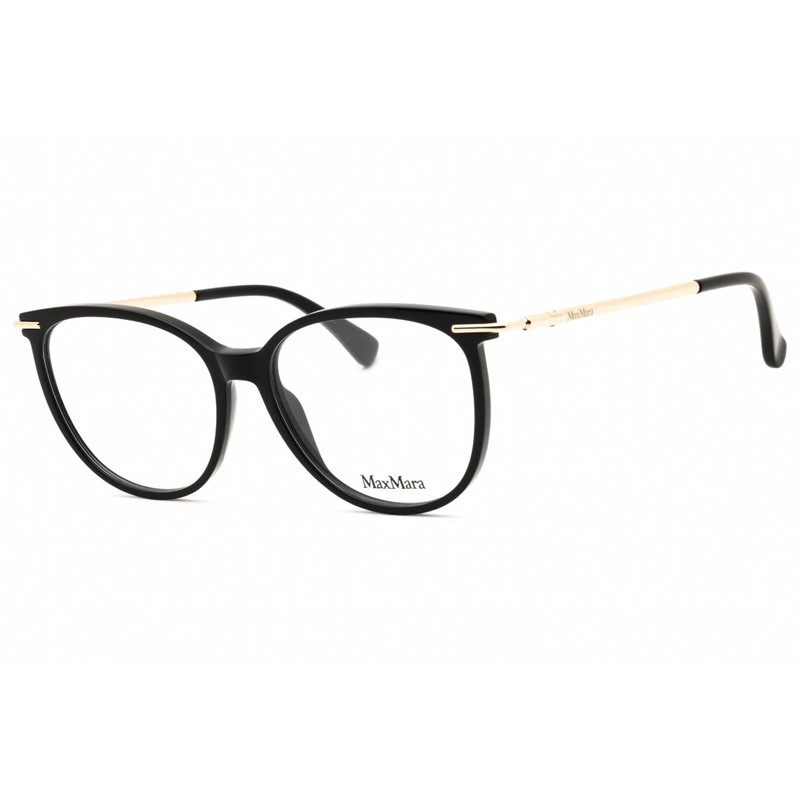 Max Mara Women’s Eyeglasses Shiny Black Acetate Round Full Rim Frame MM5050 001