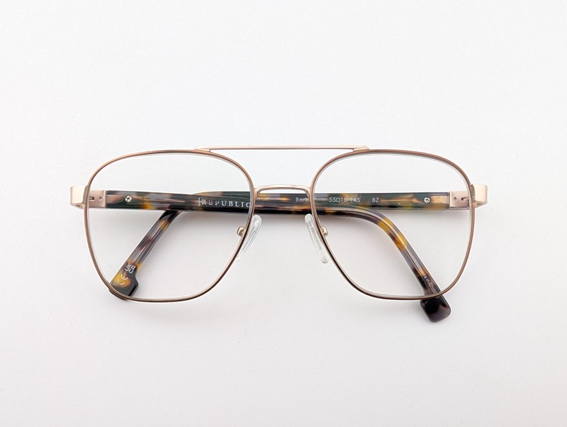 Republica Eyeglasses, Frames Only, Berkley, 55-18-145 BZ, Metal, Bronze/Brown