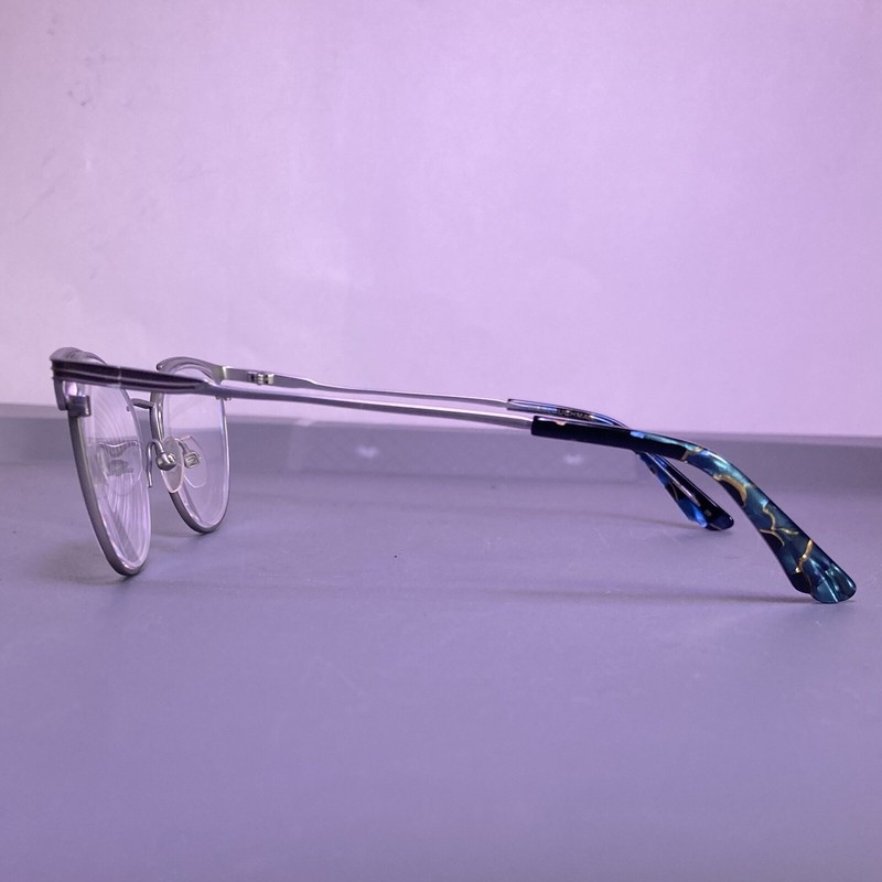 Dana Buchman Carol Sue Titanium Cat Eye Eyeglasses Frame Silver/Brown 49-16-135 gallery