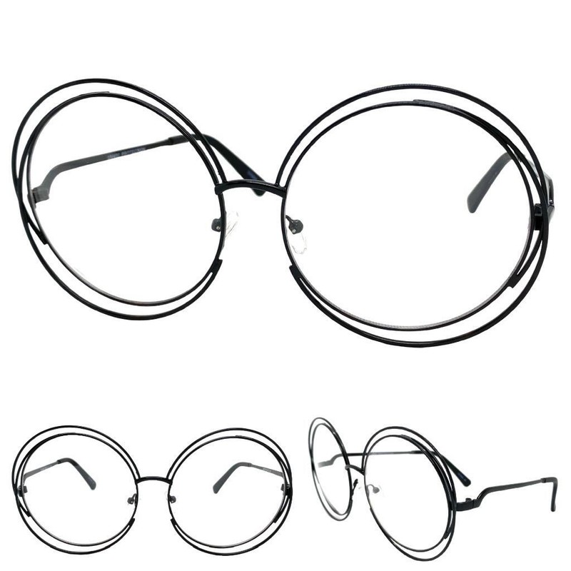 Women Oversized Exaggerated Retro Clear Lens EYE GLASSES Large Round Black Frame