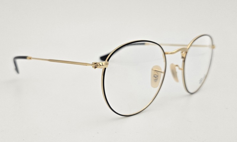 Ray Ban Eyeglasses NEW RB 3447V Color 2991 Gold Black Size 50 Round Authentic gallery