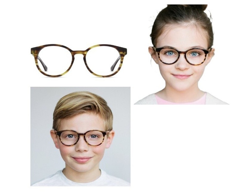 Jonas Paul Eyewear Kids Round Eyeglasses Paul/Paige SSM Striped Maple 46-16-130