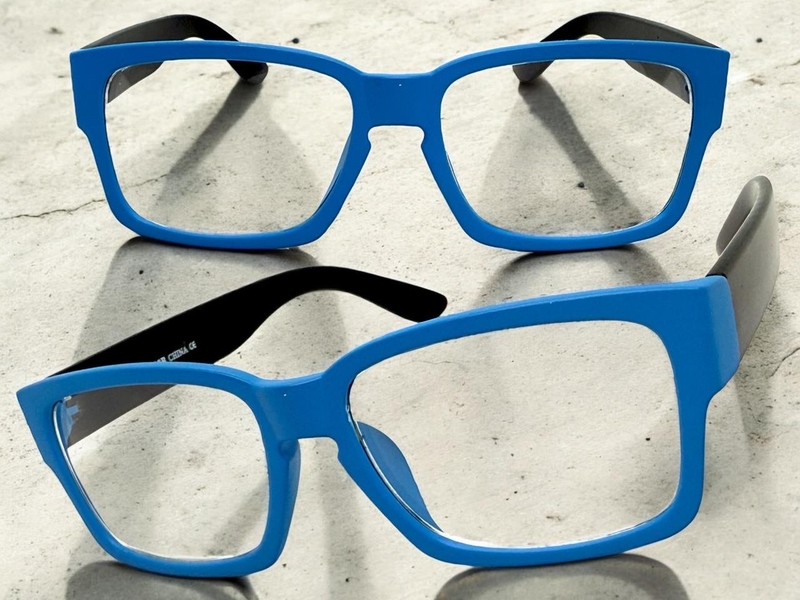 Classic Elegant Modern Contemporary Cleary Lens EYE GLASSES Square Blue Frame
