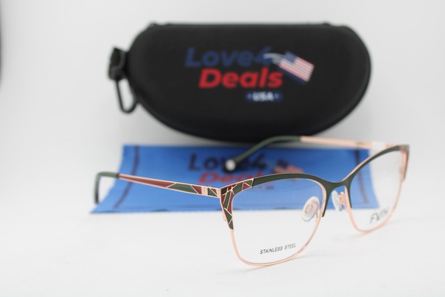 NEW FYSH 3728 S216 GREEN GOLD RED GUNMETAL AUTHENTIC EYEGLASSES 54-17 gallery