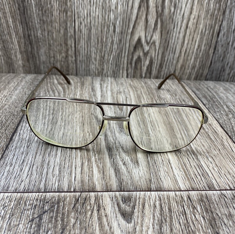 Logo Paris Red Silver Aviator EYEGLASSES FRAMES ONLY Vintage LM 233-1, 58-19-145