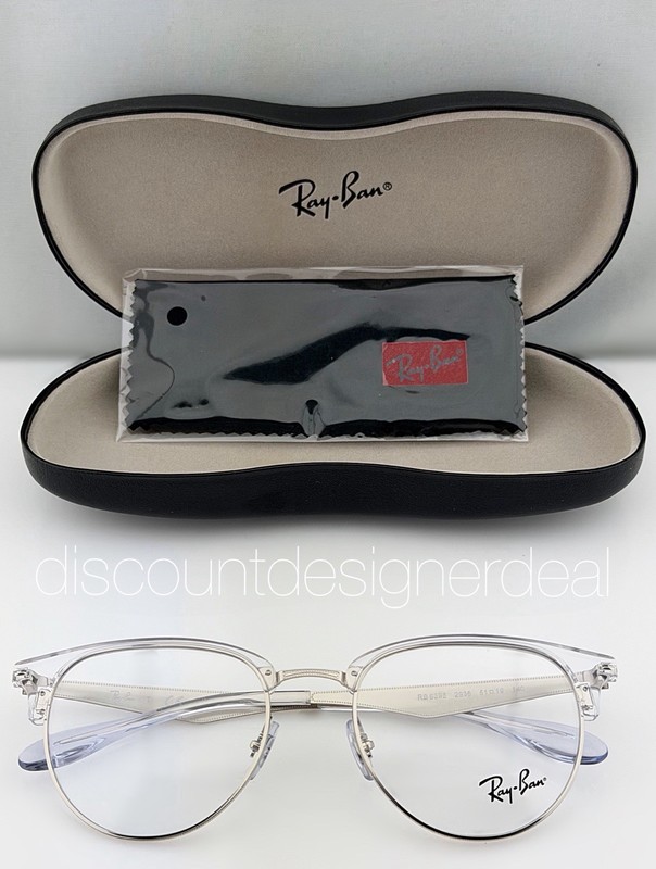 Ray-Ban Clubmaster Round RB6396 2936 Eyeglasses Clear Silver Frame 51mm NEW gallery