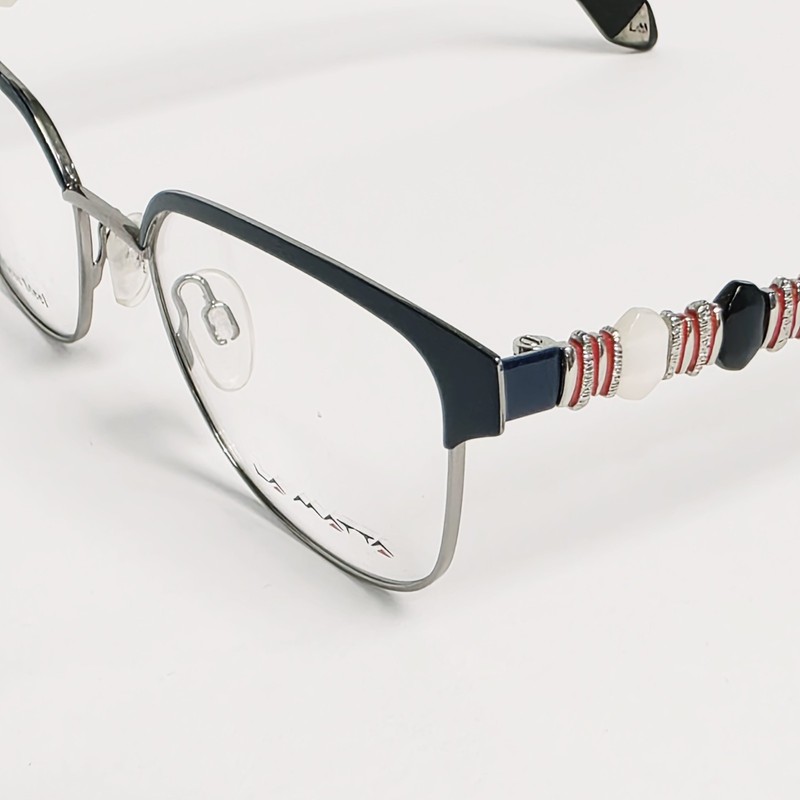 La Matta LM3270 Women's Glasses in Blue / Silver w/ Red-Gold Glitter | 51mm gallery