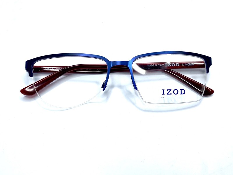 New IZOD Blue Matte Metallic Rectangular Glasses Italy IZ 2109 55 17 140 gallery