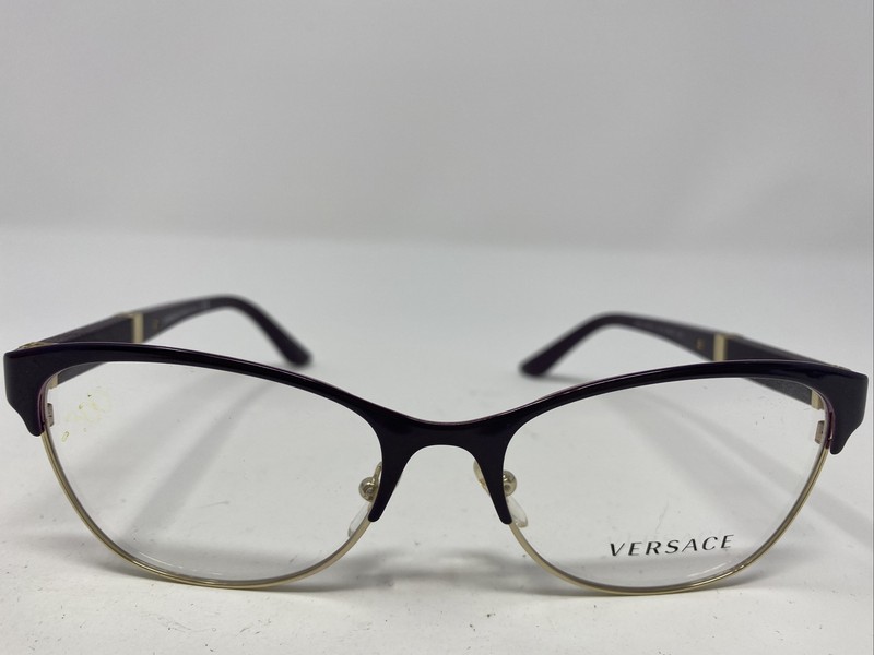 Versace 1233-Q 1418 53-17-140 Plum Purple/Gold Full Rim Eyeglasses Frame B884