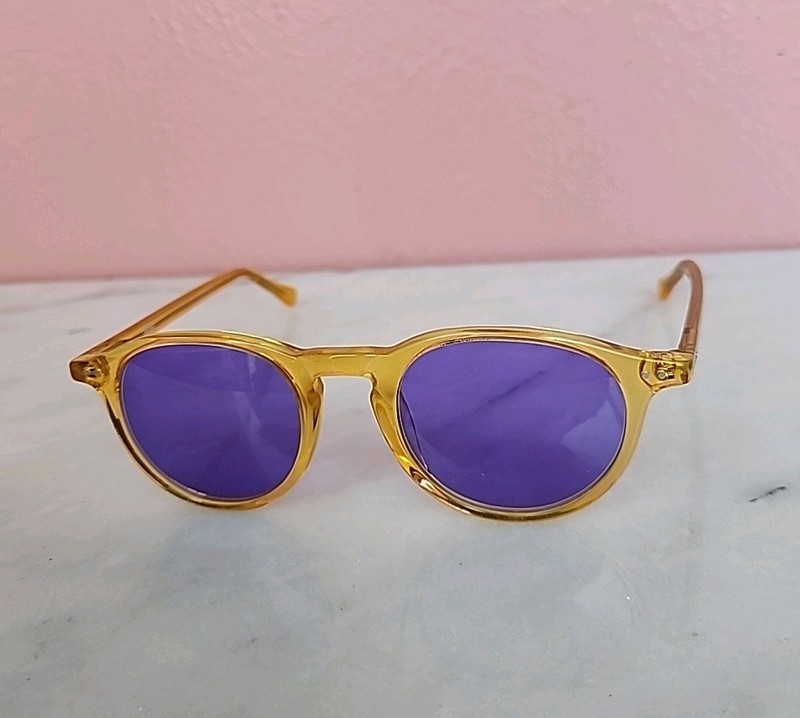 REVEL Handmade Eyeglass Frames Only 47-20-145 Amber Yellow Round Optical RX