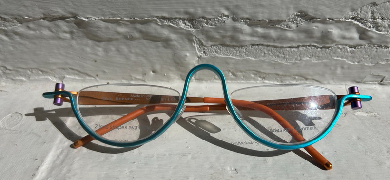 Vintage Gail Spence One Icons in Turquoise Blue & Orange Frames (Purple Screws)
