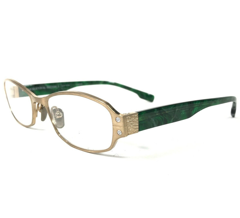Morgenthal Frederics Eyeglasses Frames 030 EILA Green Marble Gold Oval 50-18-146