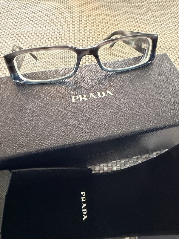 PRADA Milano VPR22M 51.16.135 Gray Black Blue Eyeglasses Frames Case, Cloth, Box gallery
