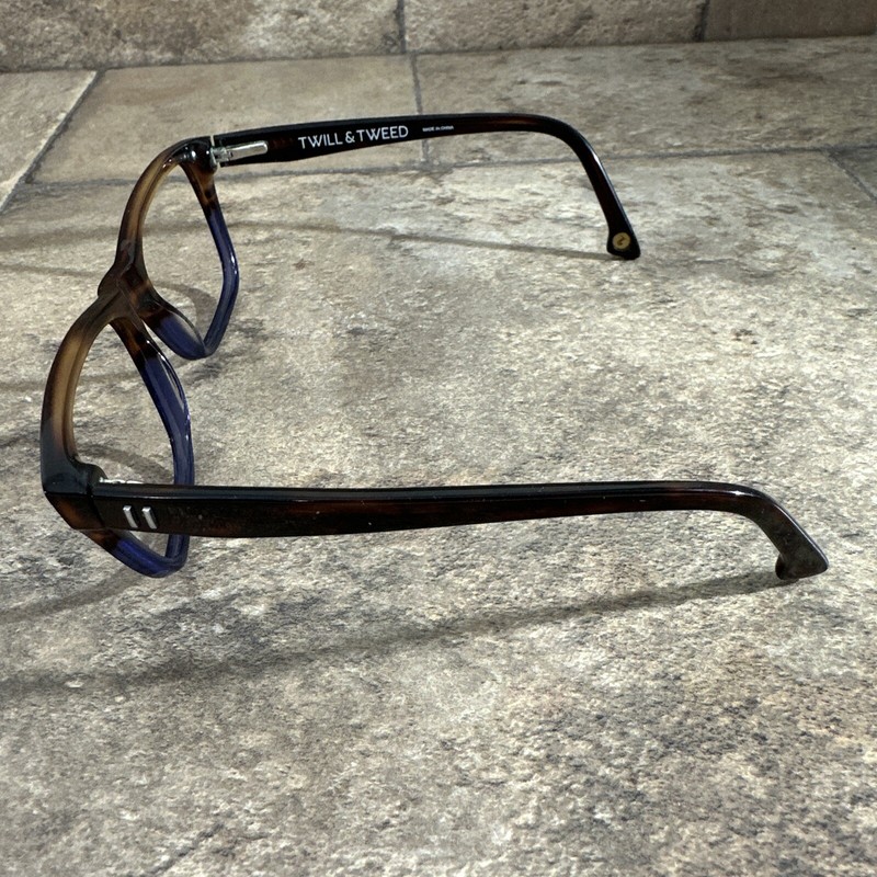 TWILL & TWEED TW 2005 5223 Tortoise Blue Full Rim Eyeglass Frames 53-16-140 G10 gallery